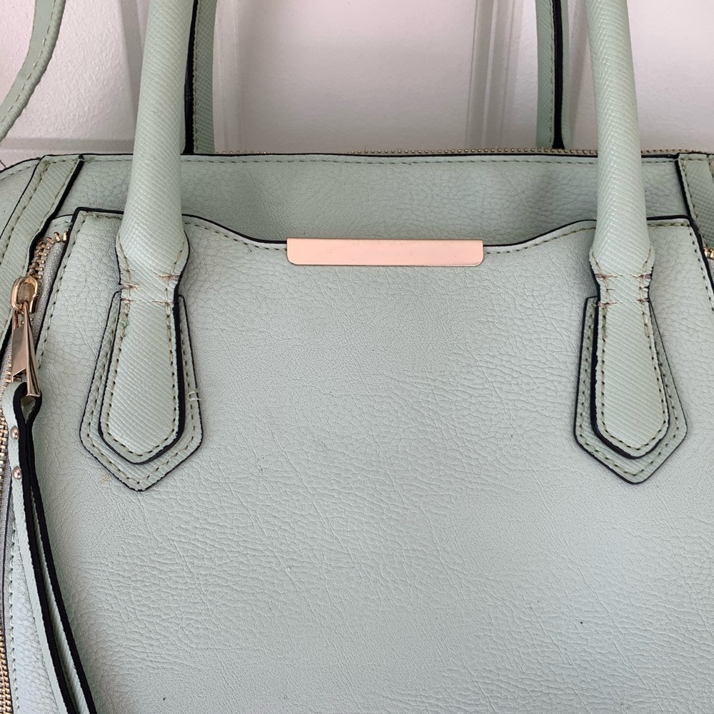 Merona Mint Green Blue Shoulder Handbag‎ Crossbody Gold Zip Women’s Purse Target - Picture 2 of 14